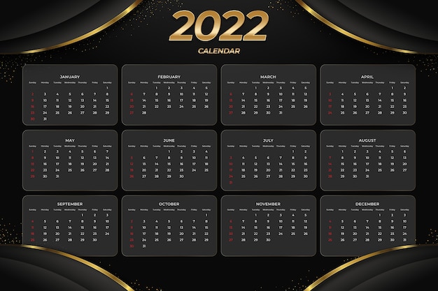 Modello di calendario realistico 2022