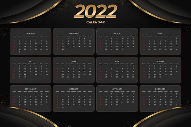 Modello di calendario realistico 2022