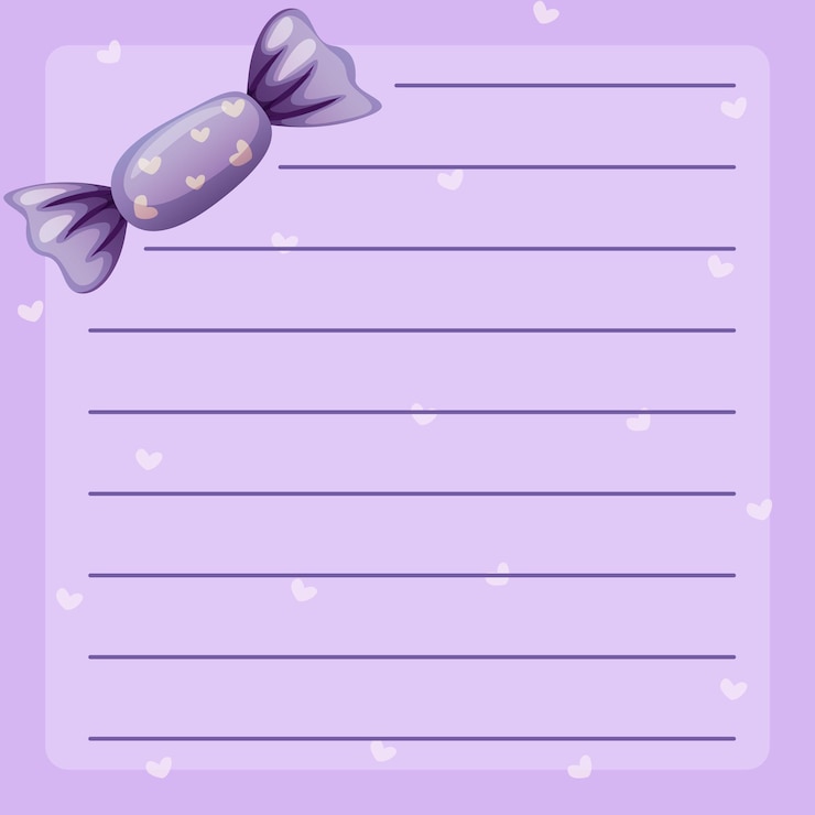 Vettore gratuito modello di carta a righe con caramelle viola