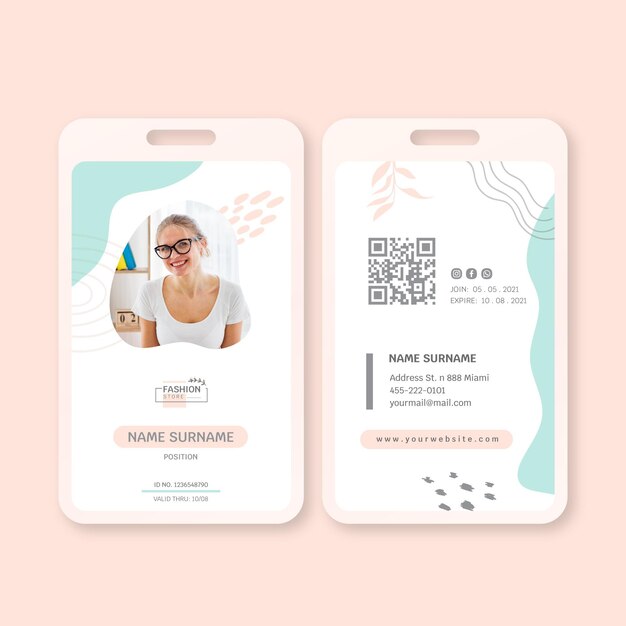 Modello di carta d'identità della donna di affari