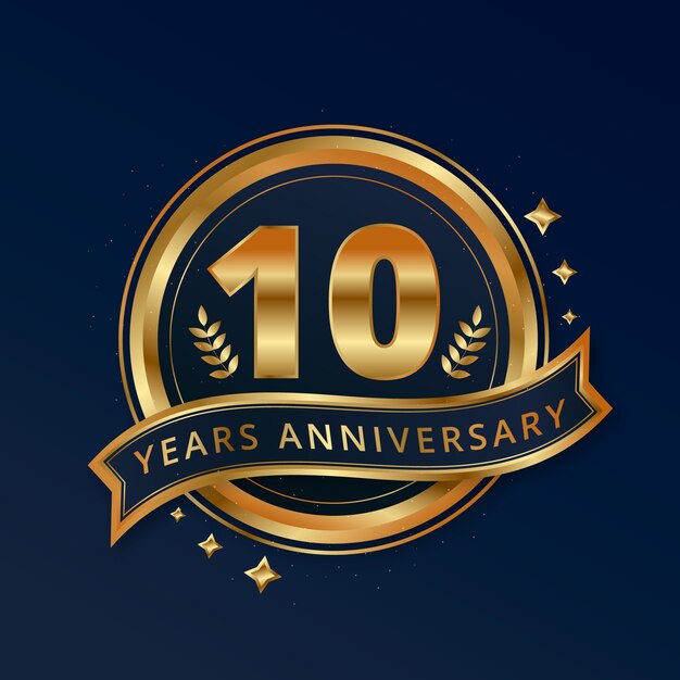 Modello di carta dell'anniversario di 10 anni sfumato