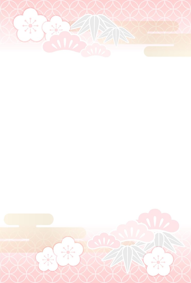 Vettore gratuito modello di carta di capodanno decorato con elementi di design di buon auspicio giapponesi.