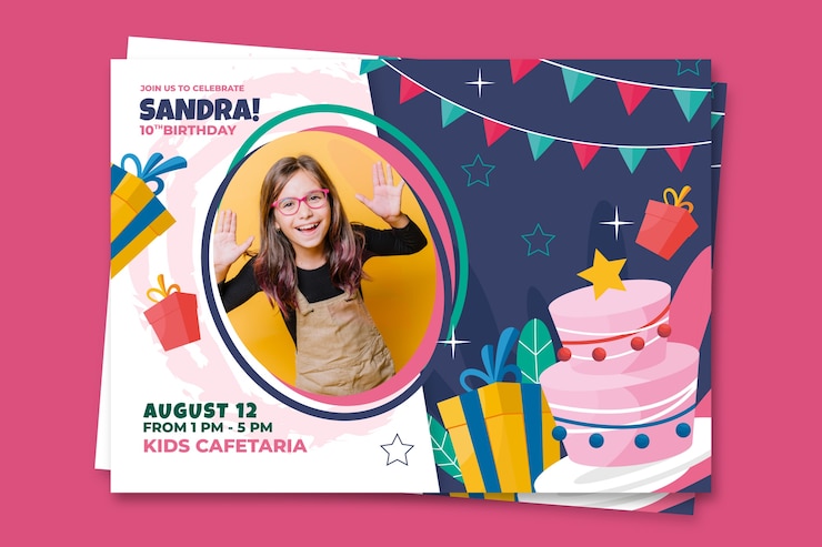 Vettore gratuito modello di carta di compleanno per bambini