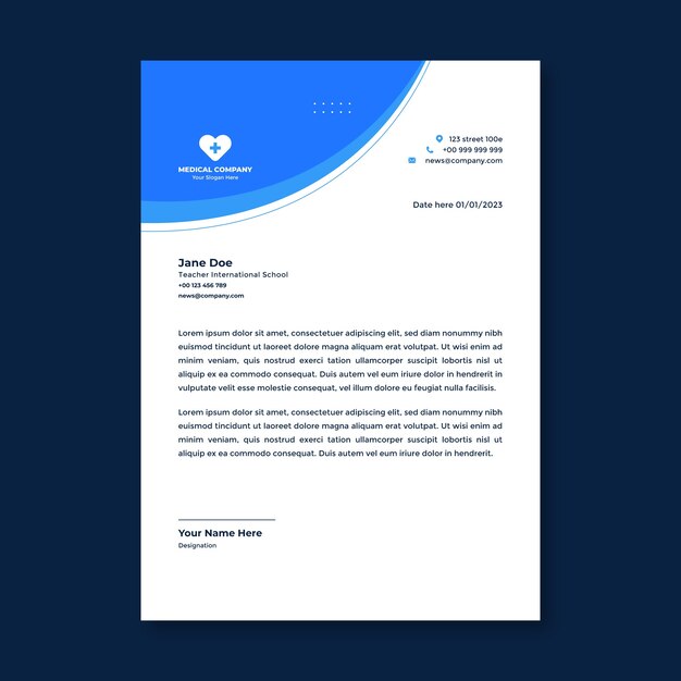 Modello di carta intestata del sistema sanitario