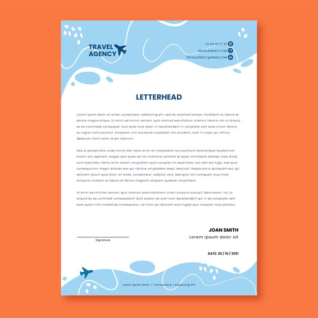 Modello di carta intestata dell'agenzia di viaggi disegnata a mano