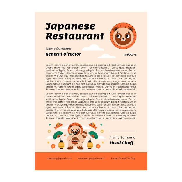 Modello di carta intestata per ristorante giapponese tradizionale