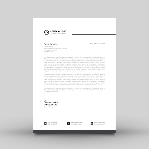 Modello di carta intestata semplice e moderno per azienda