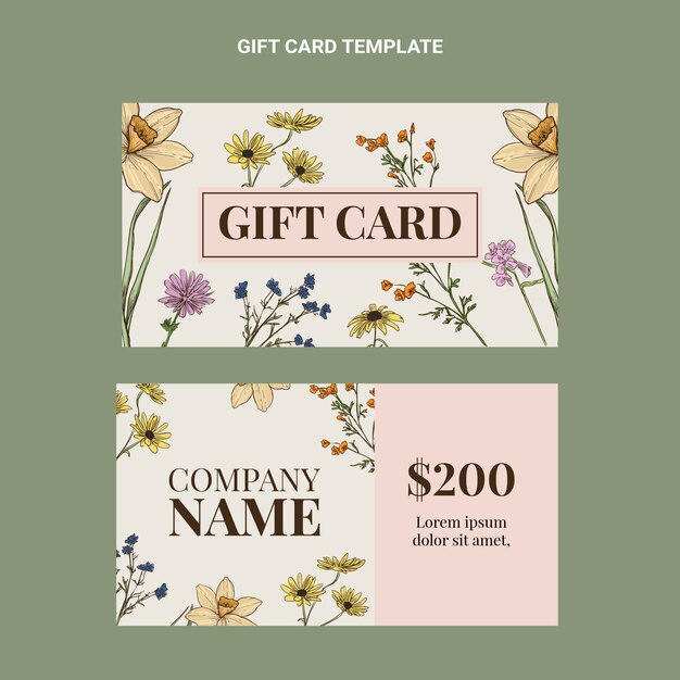 Modello di carta regalo floreale primaverile disegnato a mano