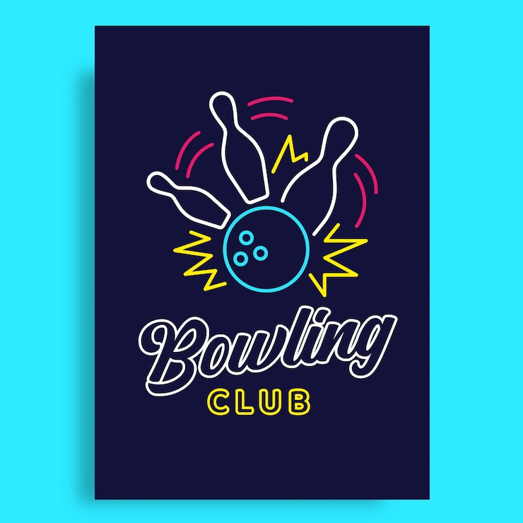 Vettore gratuito modello di cartello di bowling disegnato a mano