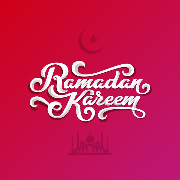 Modello di cartolina d'auguri di Ramadan Kareem testo Vector Lettering.