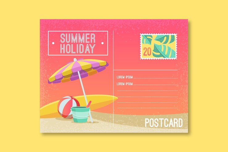 Vettore gratuito modello di cartolina per le vacanze estive vintage