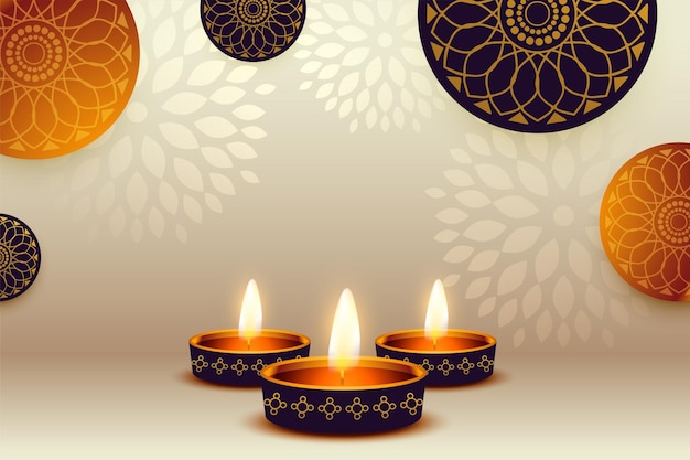 Modello di celebrazione di Diwali con un design realistico della lampada a olio