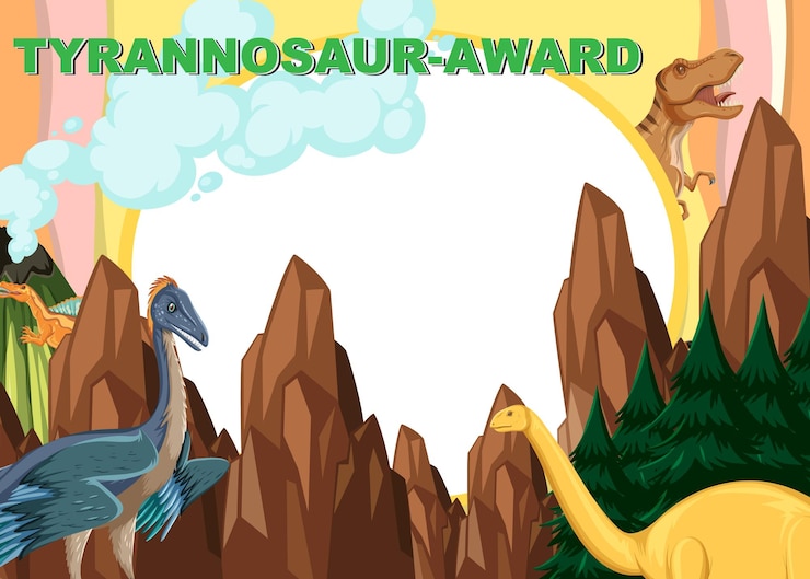 Vettore gratuito modello di certificato di dinosauro in stile cartone animato