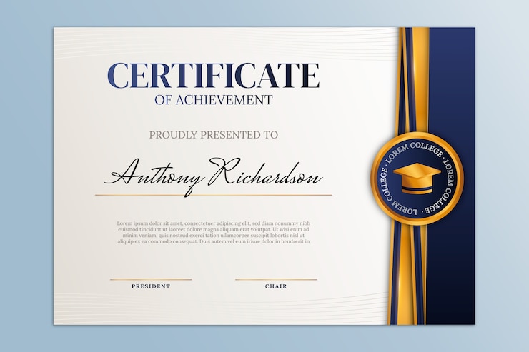 Vettore gratuito modello di certificato di gradiente