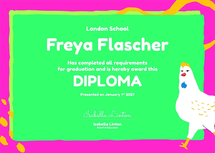 Vettore gratuito modello di certificato di istruzione diploma, design creativo per bambini vettore
