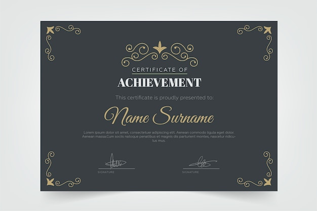 Modello di certificato di successo elegante
