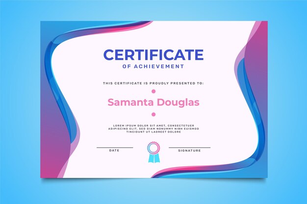 Modello di certificato di successo piatto moderno