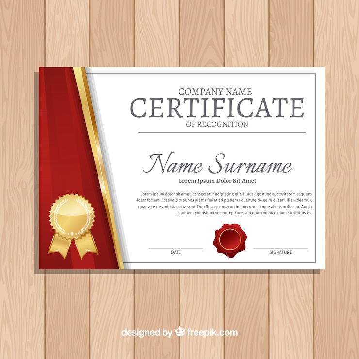Vettore gratuito modello di certificato elegante con forme dorate