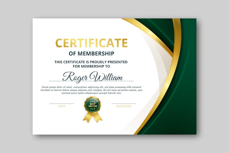 Vettore gratuito modello di certificato elegante in gradiente