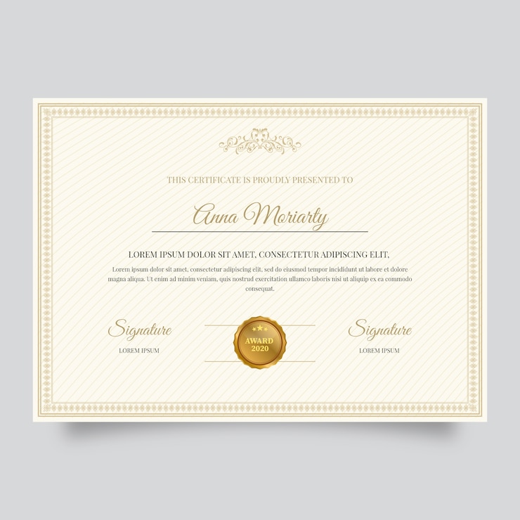 Vettore gratuito modello di certificato elegante