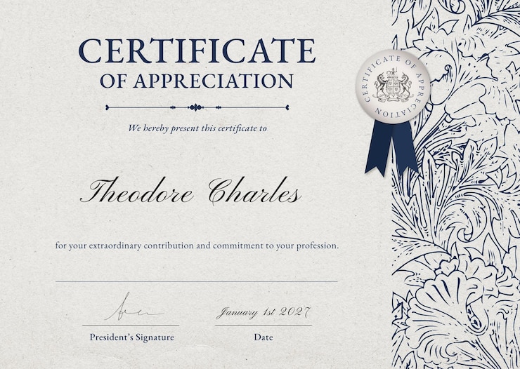 Vettore gratuito modello di certificato floreale vintage in stile elegante