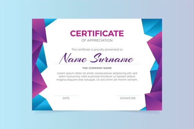 Modello di certificato geometrico astratto