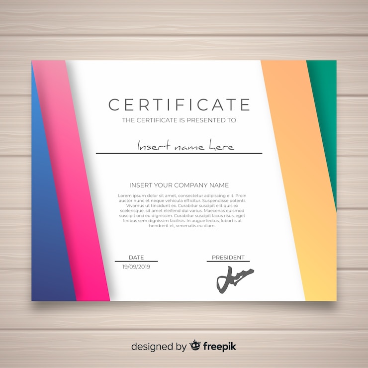 Vettore gratuito modello di certificato in stile piano