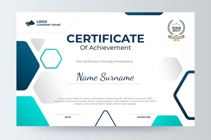 Vettore gratuito modello di certificato moderno gradiente