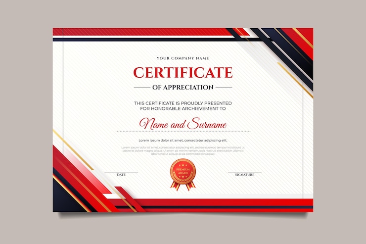 Vettore gratuito modello di certificato moderno gradiente