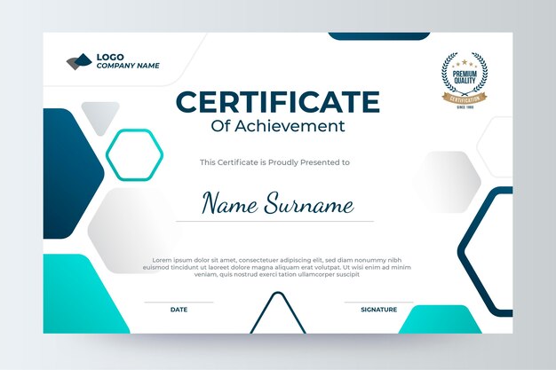 Modello di certificato moderno sfumato
