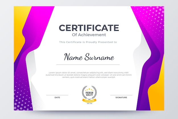 Modello di certificato moderno sfumato
