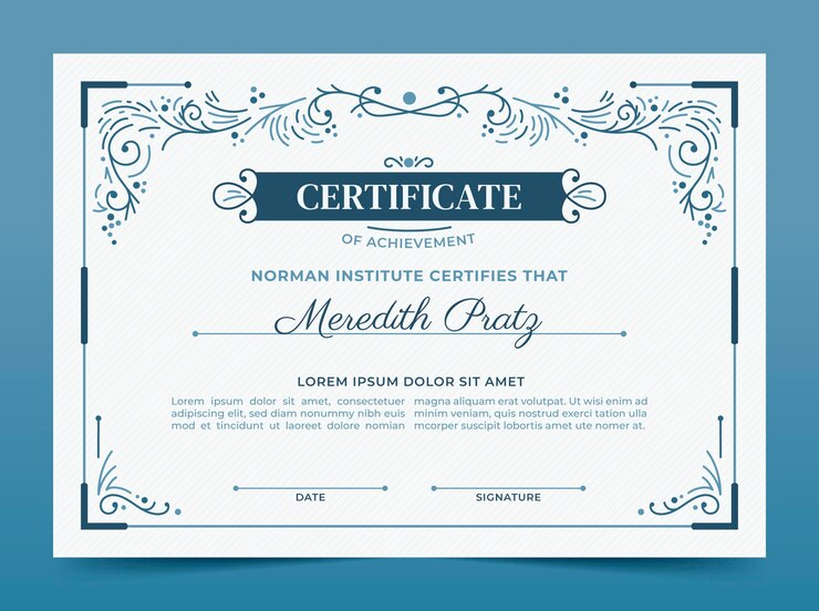 Vettore gratuito modello di certificato ornamentale disegnato a mano di incisione