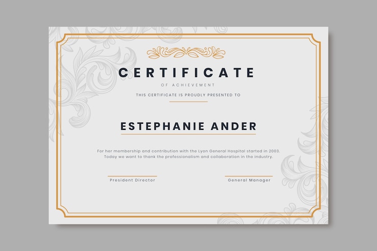 Vettore gratuito modello di certificato ornamentale disegnato a mano di incisione