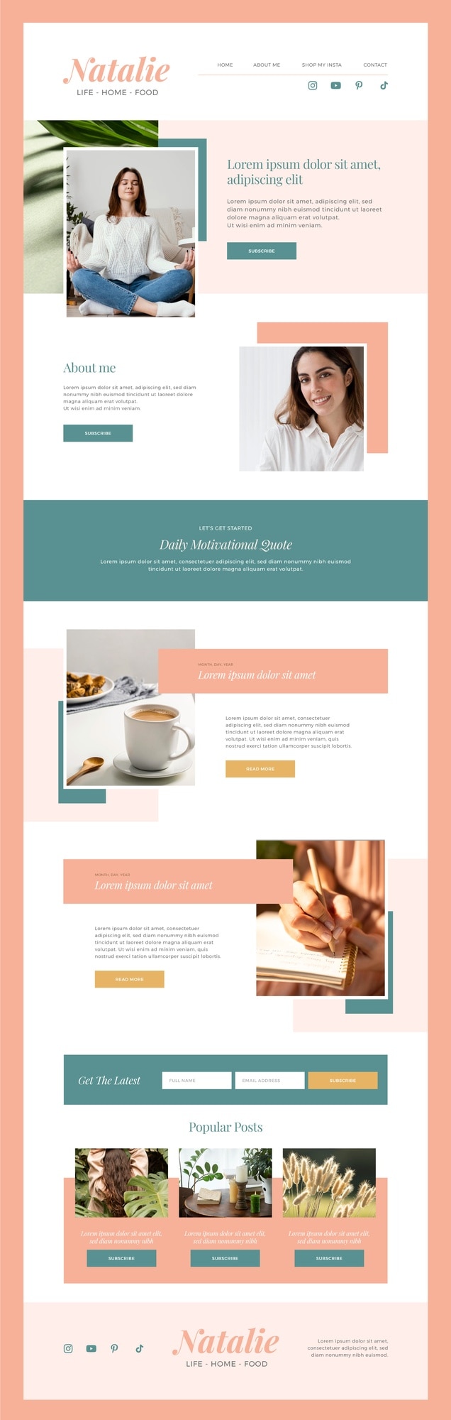 Vettore gratuito modello di concetto di blog dal design piatto
