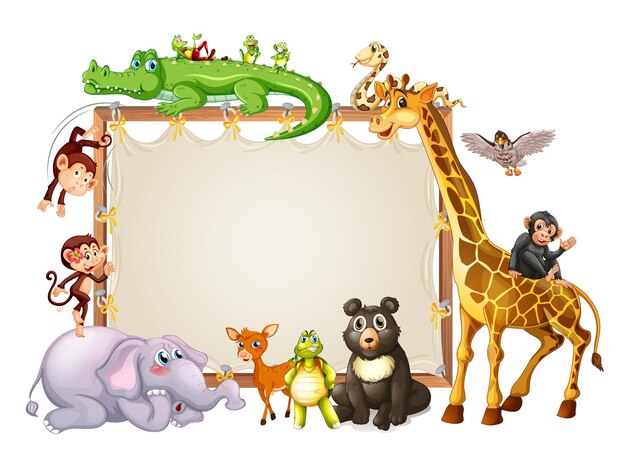 Modello di confine con simpatici animali