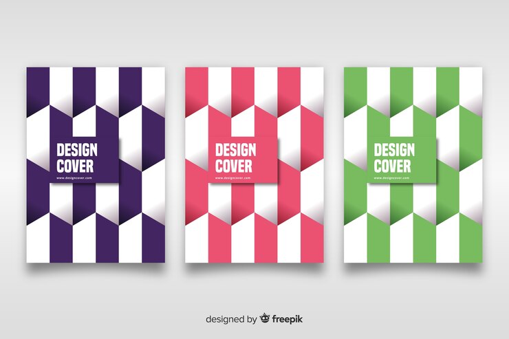 Vettore gratuito modello di copertina con set di disegno geometrico