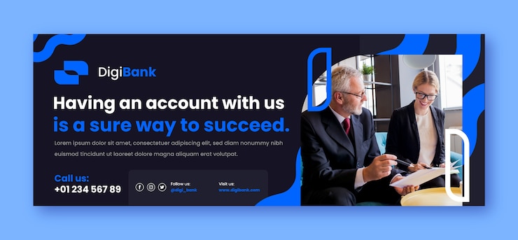 Vettore gratuito modello di copertina dei social media bancari e finanziari