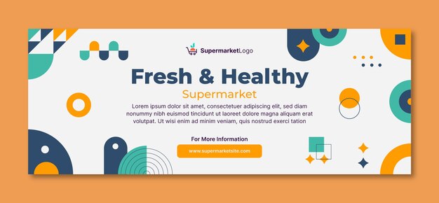 Modello di copertina dei social media del supermercato piatto