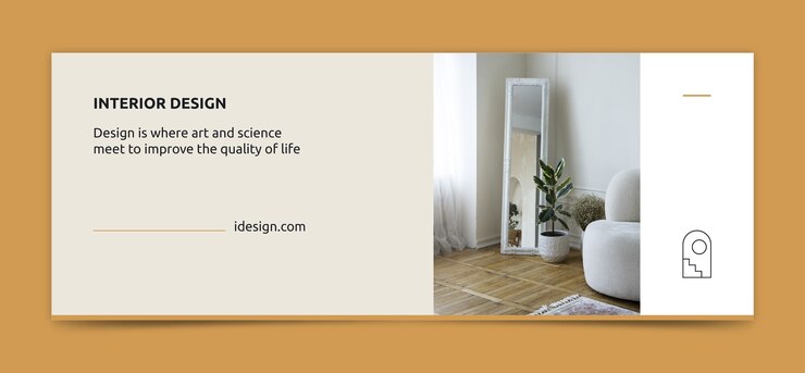 Vettore gratuito modello di copertina dei social media della società di interior design piatto