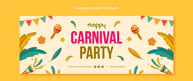 Modello di copertina dei social media di carnevale disegnato a mano