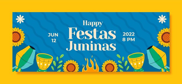 Modello di copertina dei social media di festas juninas piatto