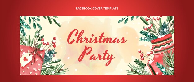 Modello di copertina dei social media di Natale dell'acquerello