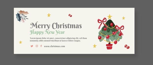 Modello di copertina dei social media di Natale dell'acquerello
