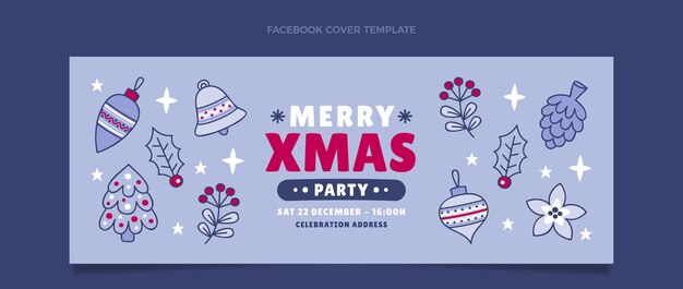 Modello di copertina dei social media di Natale disegnato a mano