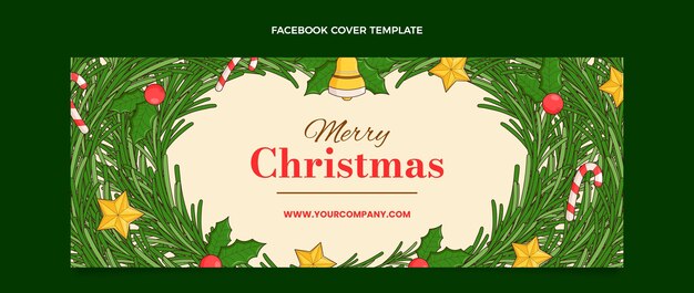 Modello di copertina dei social media di Natale disegnato a mano