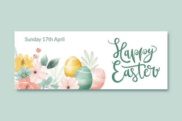 Modello di copertina dei social media di Pasqua dell'acquerello