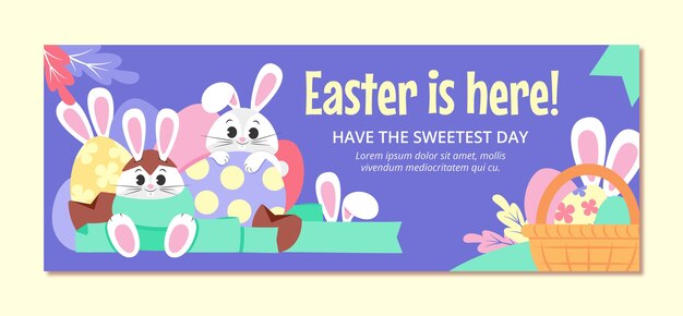 Modello di copertina dei social media di Pasqua piatta