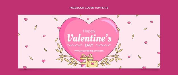 Modello di copertina dei social media di San Valentino disegnato a mano
