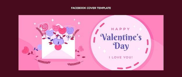 Modello di copertina dei social media di San Valentino disegnato a mano