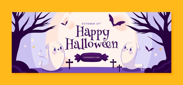Modello di copertina dei social media disegnato a mano per la celebrazione della stagione di Halloween